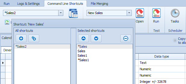 How to make selections on the Logs & Settings tab