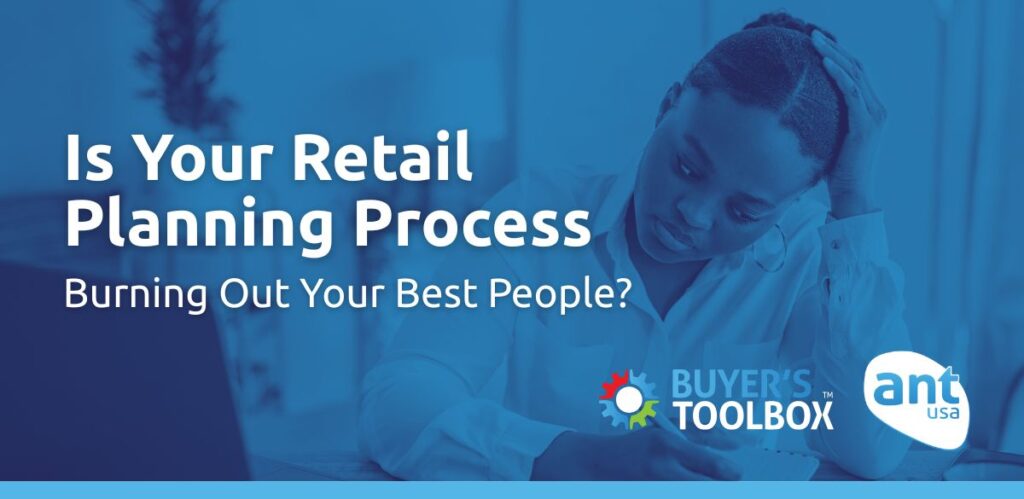 Illustration of a stressed retail manager surrounded by charts, graphs, and data reports, symbolizing the challenges of retail analytics, retail data analytics, and retail predictive analytics in the planning process.