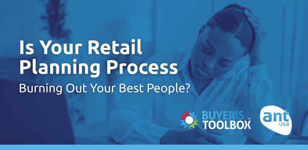 Illustration of a stressed retail manager surrounded by charts, graphs, and data reports, symbolizing the challenges of retail analytics, retail data analytics, and retail predictive analytics in the planning process.